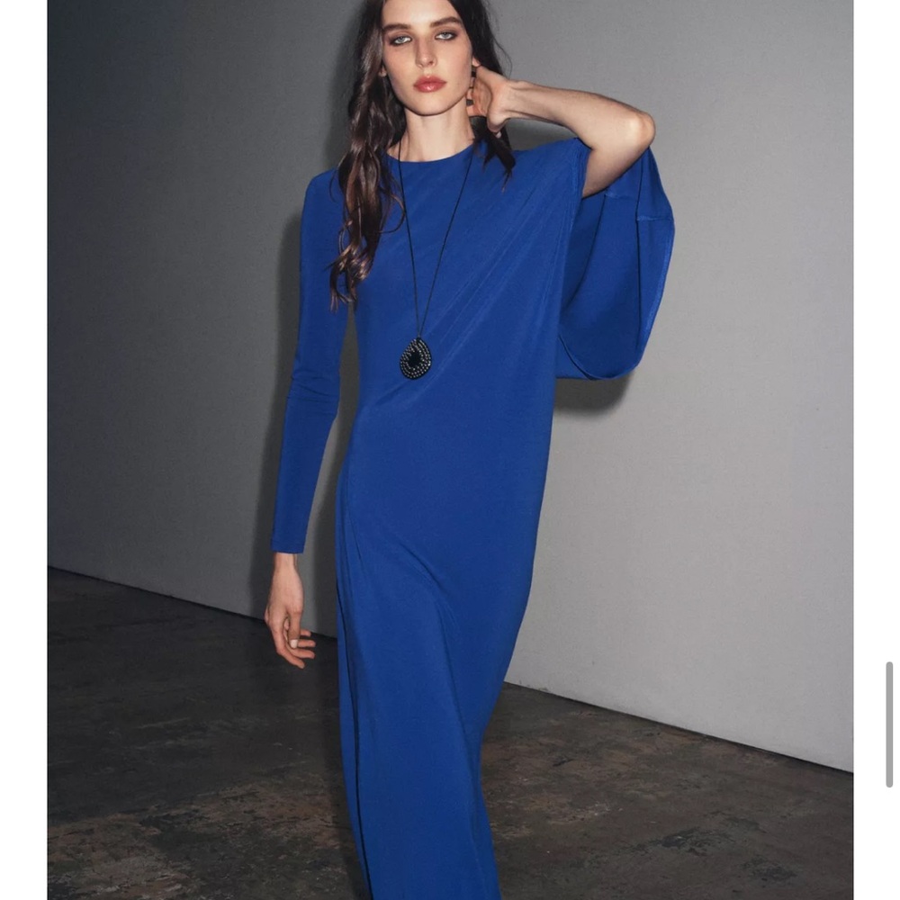 Zara NWT blue asymmetrical long dress 5039/471 - Picture 3 of 15